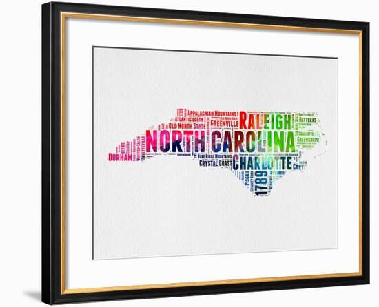 North Carolina Watercolor Word Cloud-NaxArt-Framed Art Print