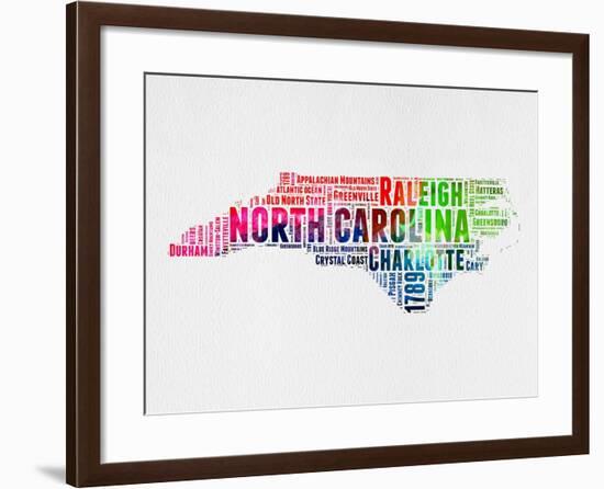 North Carolina Watercolor Word Cloud-NaxArt-Framed Art Print