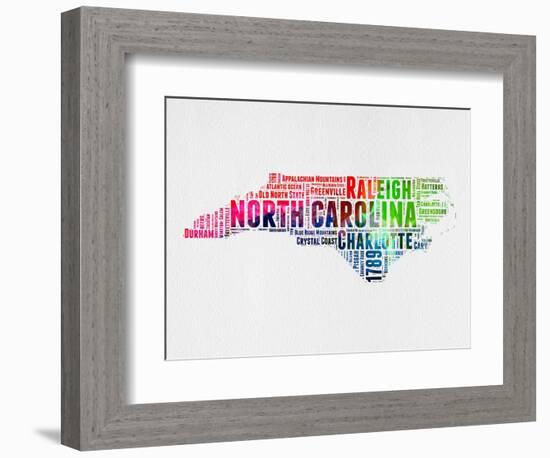 North Carolina Watercolor Word Cloud-NaxArt-Framed Premium Giclee Print