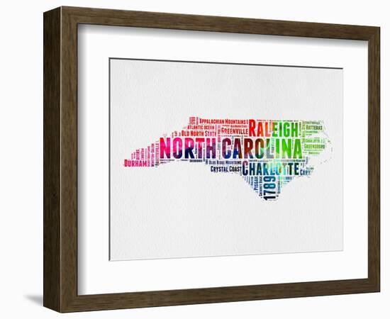 North Carolina Watercolor Word Cloud-NaxArt-Framed Premium Giclee Print