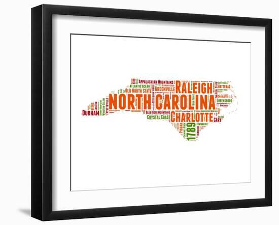 North Carolina Word Cloud Map-NaxArt-Framed Art Print