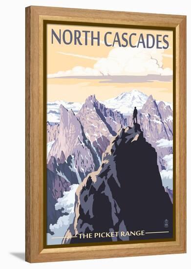 North Cascades, Washington - Mountain Peaks-Lantern Press-Framed Stretched Canvas