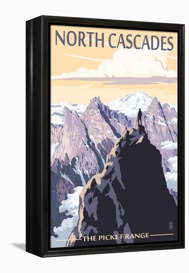 North Cascades, Washington - Mountain Peaks-Lantern Press-Framed Stretched Canvas