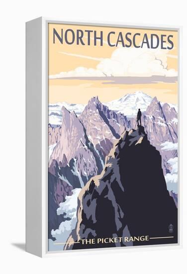 North Cascades, Washington - Mountain Peaks-Lantern Press-Framed Stretched Canvas