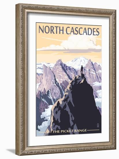 North Cascades, Washington - Mountain Peaks-Lantern Press-Framed Art Print