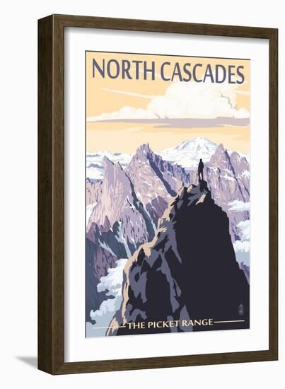 North Cascades, Washington - Mountain Peaks-Lantern Press-Framed Art Print