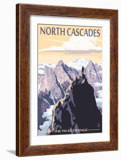 North Cascades, Washington - Mountain Peaks-Lantern Press-Framed Art Print