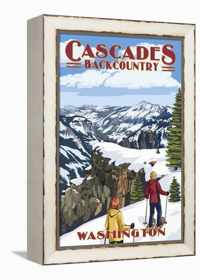 North Cascades, Washington - Showshoer Scene-Lantern Press-Framed Stretched Canvas