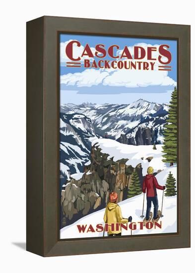 North Cascades, Washington - Showshoer Scene-Lantern Press-Framed Stretched Canvas