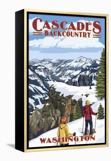 North Cascades, Washington - Showshoer Scene-Lantern Press-Framed Stretched Canvas