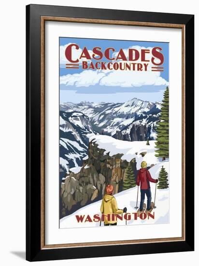 North Cascades, Washington - Showshoer Scene-Lantern Press-Framed Art Print