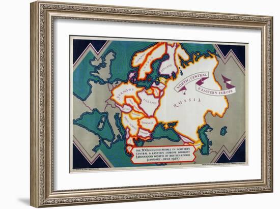 North, Central and Eastern Europe, from the Series 'Where Our Exports Go', 1927-William Grimmond-Framed Giclee Print