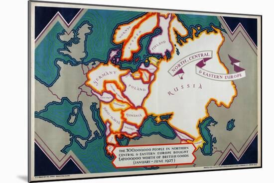 North, Central and Eastern Europe, from the Series 'Where Our Exports Go', 1927-William Grimmond-Mounted Giclee Print