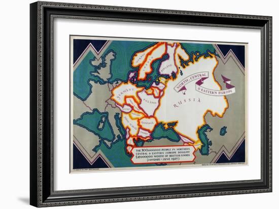 North, Central and Eastern Europe, from the Series 'Where Our Exports Go', 1927-William Grimmond-Framed Giclee Print