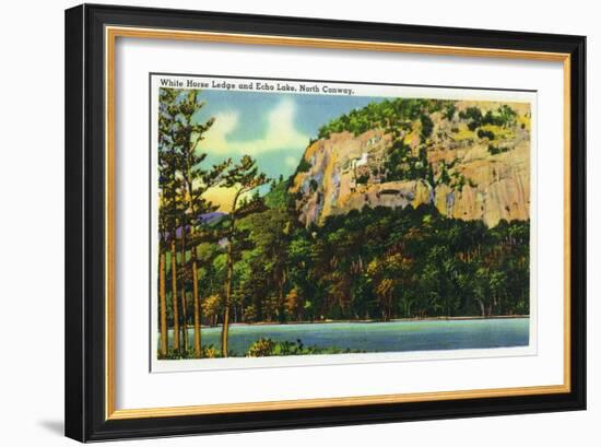 North Conway, New Hampshire - View of the White Horse Ledge and Echo Lake, c.1945-Lantern Press-Framed Art Print