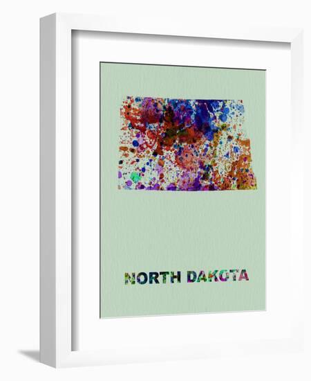 North Dakota Color Splatter Map-NaxArt-Framed Art Print