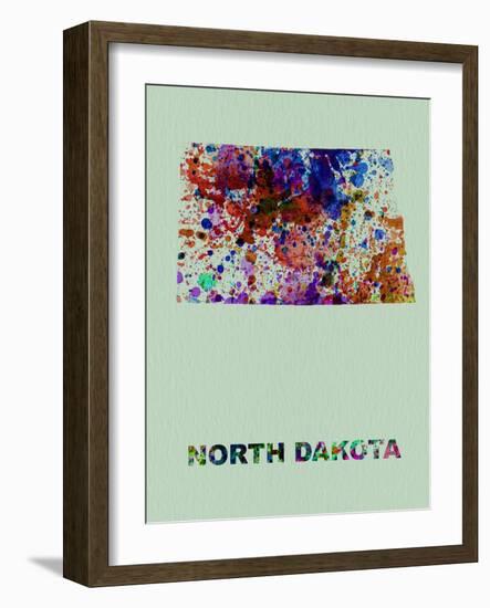 North Dakota Color Splatter Map-NaxArt-Framed Art Print