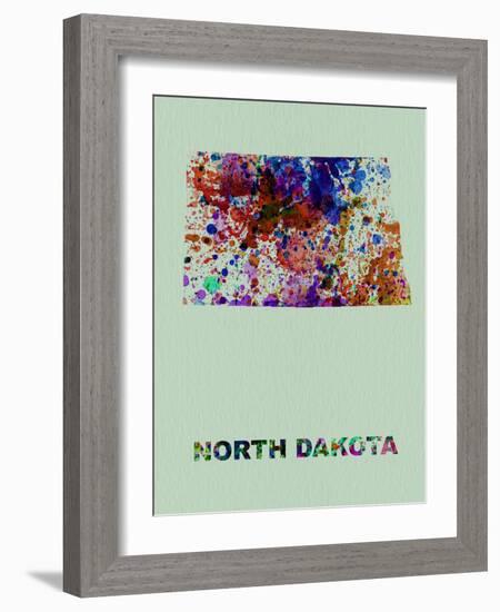 North Dakota Color Splatter Map-NaxArt-Framed Art Print