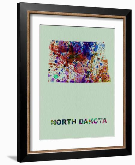 North Dakota Color Splatter Map-NaxArt-Framed Art Print