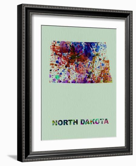 North Dakota Color Splatter Map-NaxArt-Framed Art Print