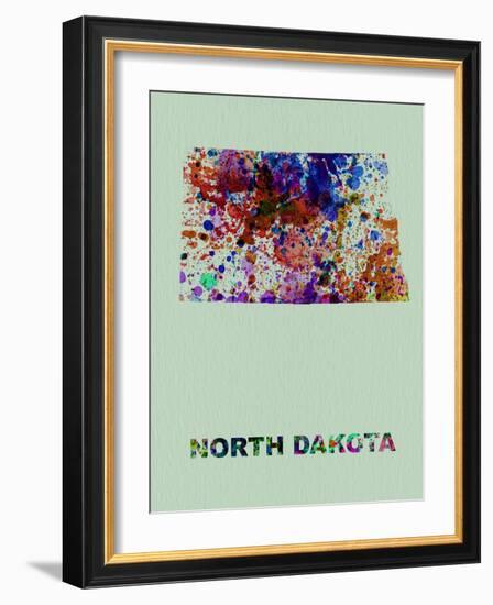 North Dakota Color Splatter Map-NaxArt-Framed Art Print