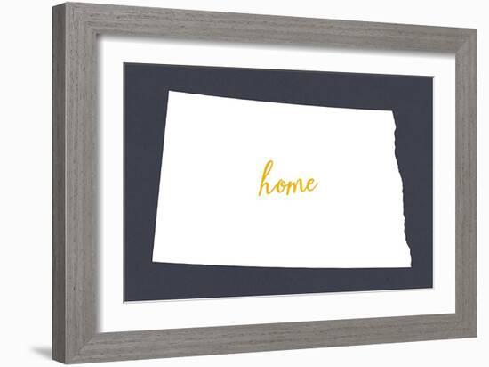 North Dakota - Home State - White on Gray-Lantern Press-Framed Art Print