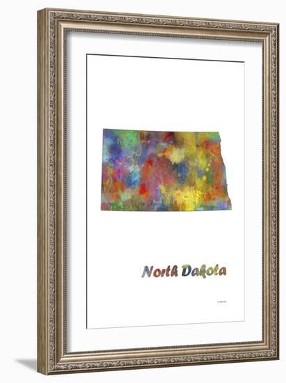 North Dakota State Map 1-Marlene Watson-Framed Giclee Print