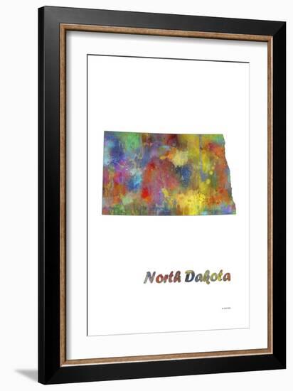 North Dakota State Map 1-Marlene Watson-Framed Giclee Print