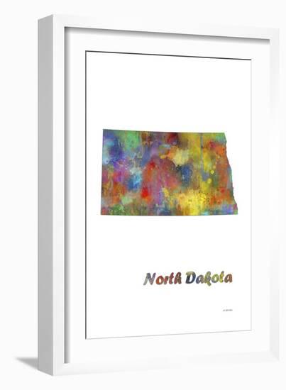 North Dakota State Map 1-Marlene Watson-Framed Giclee Print