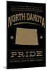 North Dakota State Pride - Gold on Black-Lantern Press-Mounted Art Print