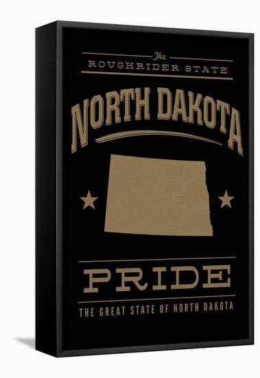 North Dakota State Pride - Gold on Black-Lantern Press-Framed Stretched Canvas