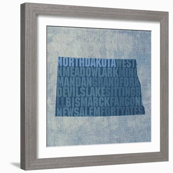 North Dakota State Words-David Bowman-Framed Giclee Print