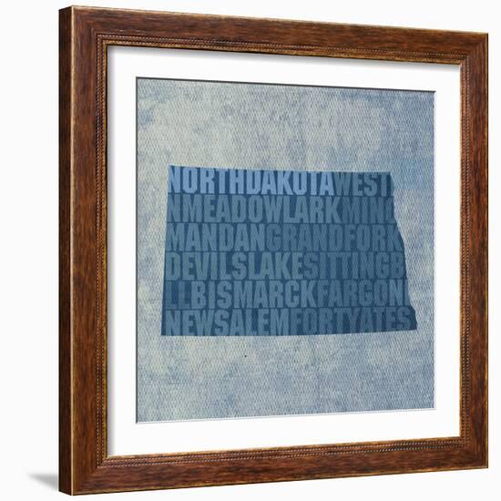 North Dakota State Words-David Bowman-Framed Giclee Print