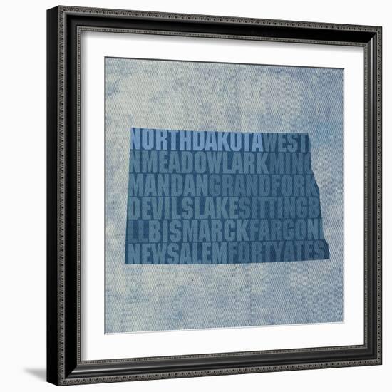 North Dakota State Words-David Bowman-Framed Giclee Print