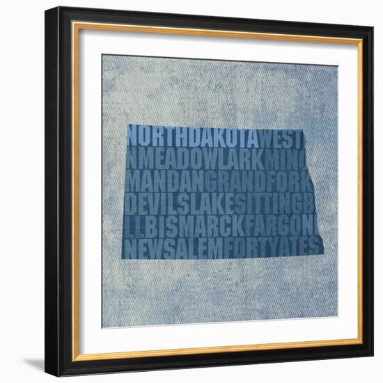 North Dakota State Words-David Bowman-Framed Giclee Print