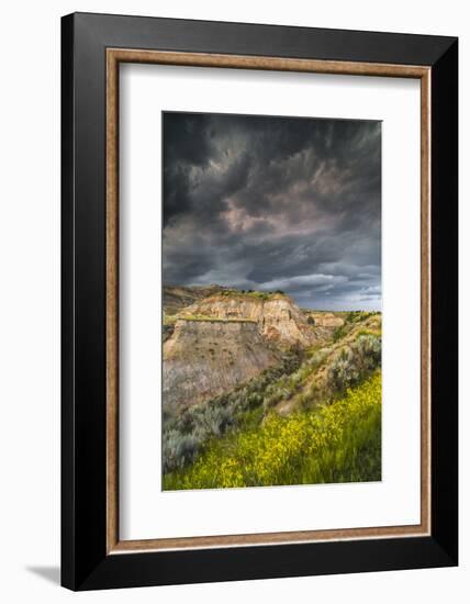 North Dakota, Theodore Roosevelt National Park, Thunderstorm Approach on the Dakota Prairie-Judith Zimmerman-Framed Photographic Print