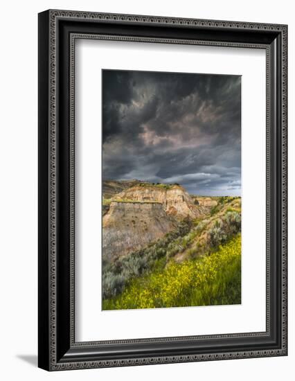 North Dakota, Theodore Roosevelt National Park, Thunderstorm Approach on the Dakota Prairie-Judith Zimmerman-Framed Photographic Print