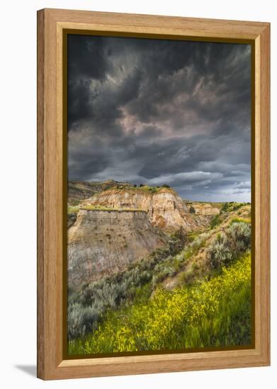 North Dakota, Theodore Roosevelt National Park, Thunderstorm Approach on the Dakota Prairie-Judith Zimmerman-Framed Premier Image Canvas