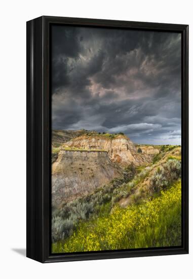 North Dakota, Theodore Roosevelt National Park, Thunderstorm Approach on the Dakota Prairie-Judith Zimmerman-Framed Premier Image Canvas