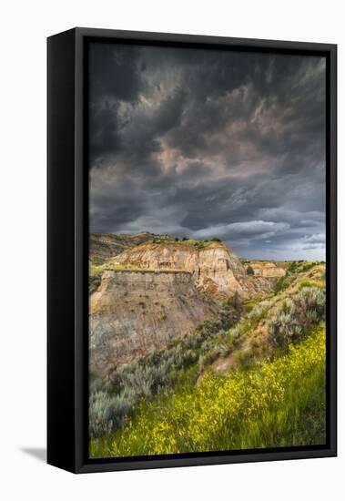 North Dakota, Theodore Roosevelt National Park, Thunderstorm Approach on the Dakota Prairie-Judith Zimmerman-Framed Premier Image Canvas