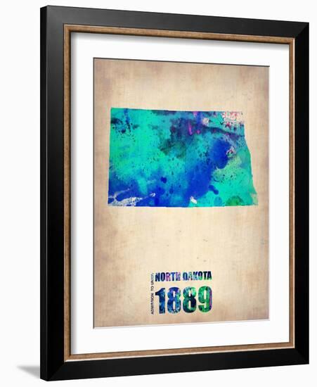 North Dakota Watercolor Map-NaxArt-Framed Art Print