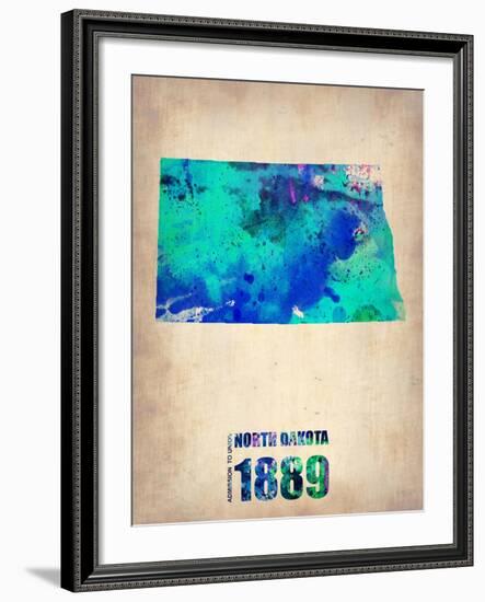 North Dakota Watercolor Map-NaxArt-Framed Art Print