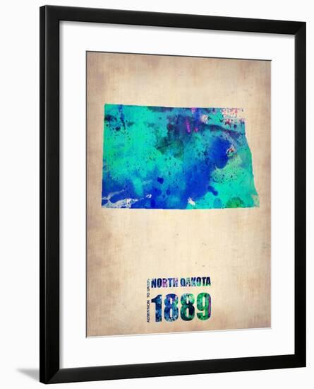 North Dakota Watercolor Map-NaxArt-Framed Art Print