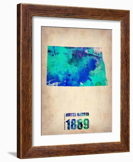 North Dakota Watercolor Map-NaxArt-Framed Art Print