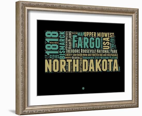 North Dakota Word Cloud 1-NaxArt-Framed Art Print