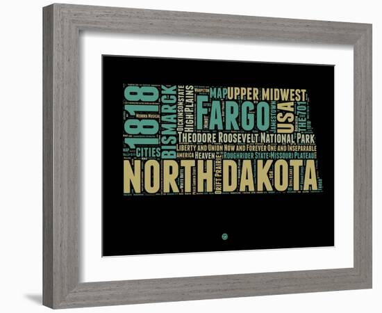 North Dakota Word Cloud 1-NaxArt-Framed Art Print