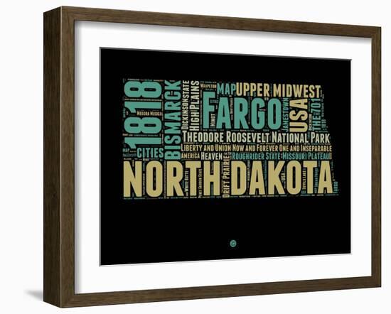 North Dakota Word Cloud 1-NaxArt-Framed Art Print