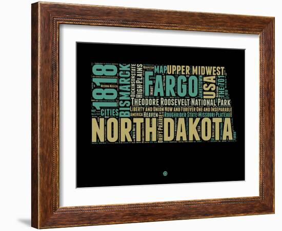 North Dakota Word Cloud 1-NaxArt-Framed Art Print