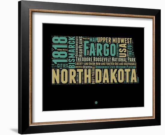 North Dakota Word Cloud 1-NaxArt-Framed Art Print