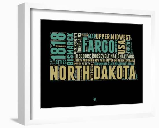 North Dakota Word Cloud 1-NaxArt-Framed Art Print